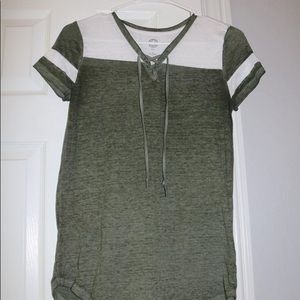 Olive shirt with pull strings